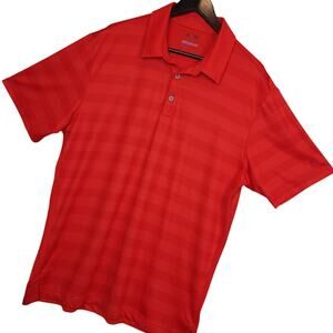 Adidas Men's Climacool Short Sleeve Striped Golf Polo Shirt Sz Large Red